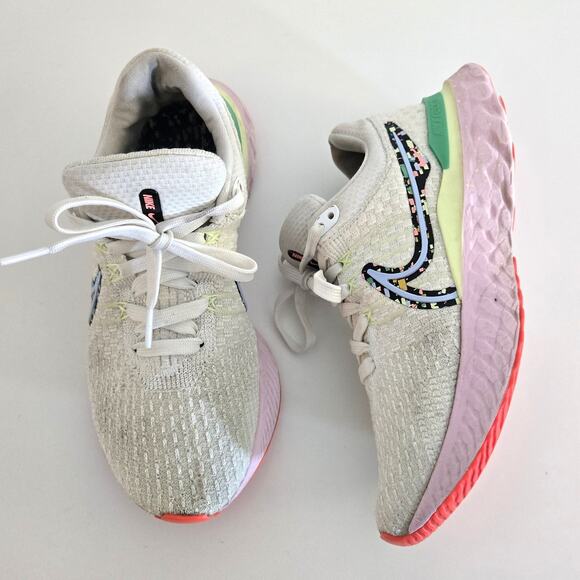 Nike React Infinity Run Flyknit 3 Running Shoes – White/Multicolor – Size 8.5 - Picture 1 of 11